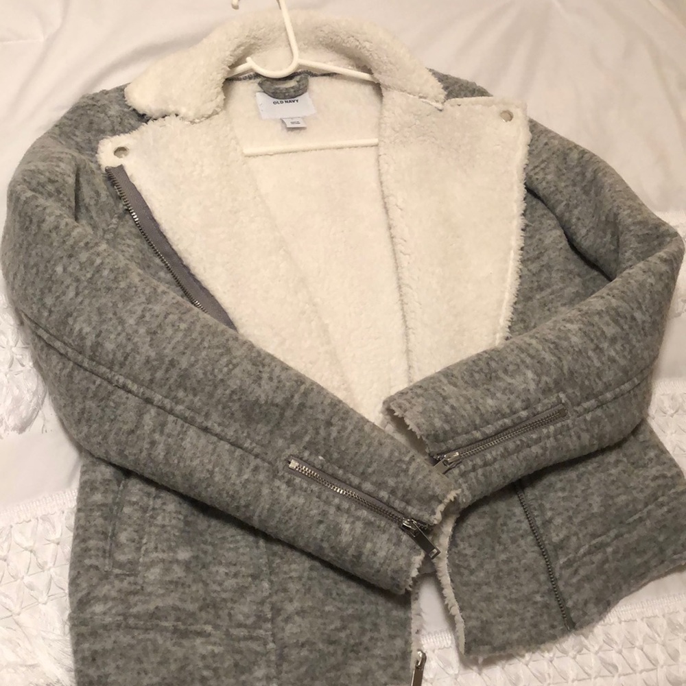 Old navy Sherpa Moto jacket, size small.
